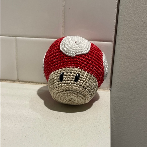Handcrafted Mario Super Mushroom Figure Holiday Decor Amigurui Crochet Toy - Picture 8 of 8